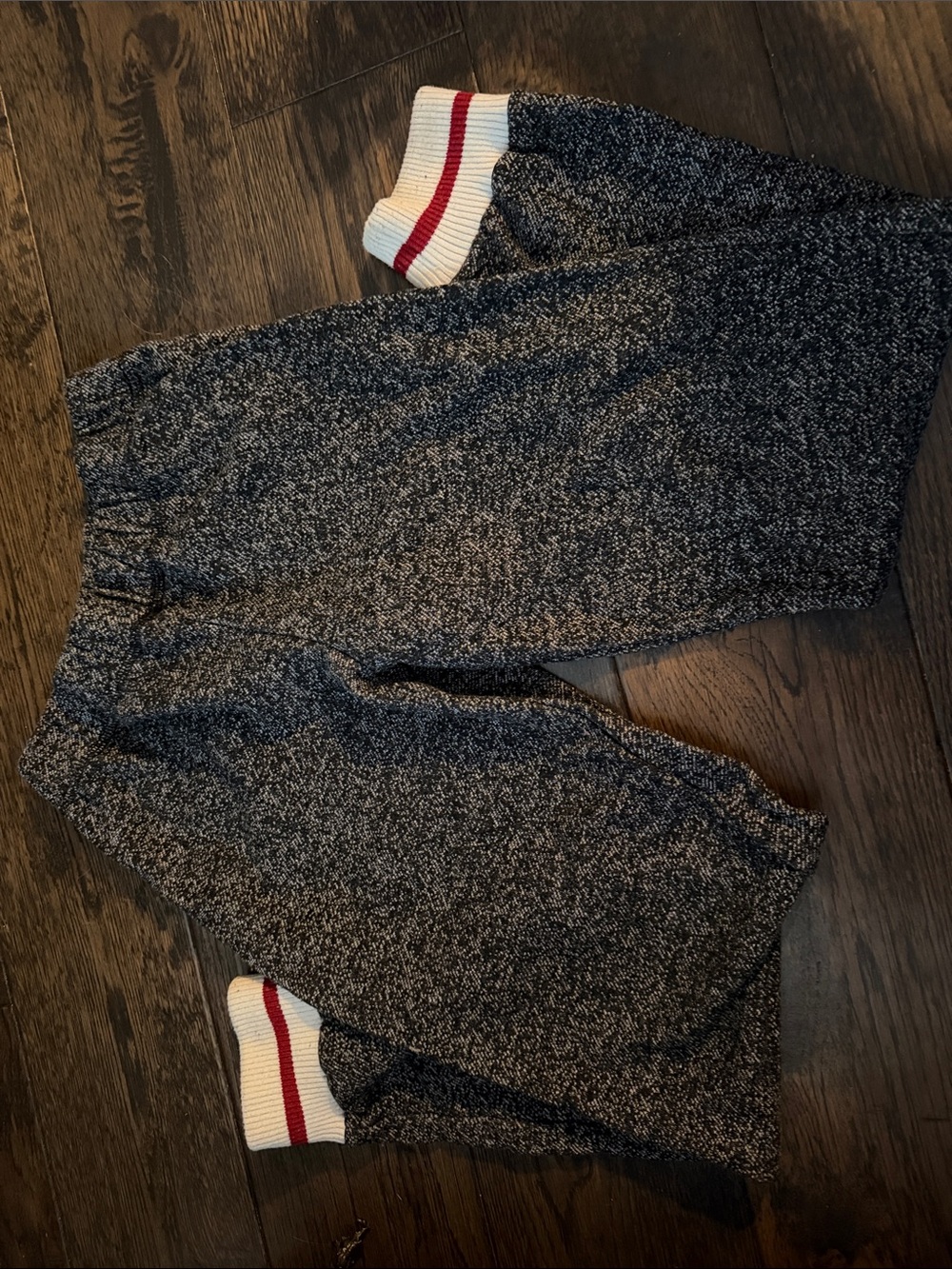5/$25 Girls Gray Marled Sweat Pants with White & Red Trim